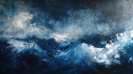 Fototapeta premium Ocean Waves: A Dramatic Impasto Seascape Painting