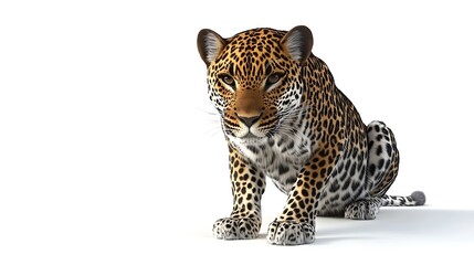 Obraz premium Majestic Leopard in a Studio Setting: A 3D Render of a Sitting Leopard