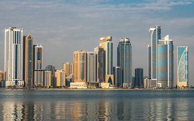 Obraz premium City skyline of Sharjah city in United Arab Emirates