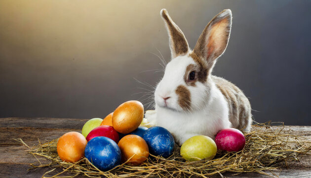 real easter bunny with eggs