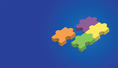 colorful puzzle pieces on a blue background symbolizing teamwork, collaboration, and unity