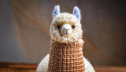 Obraz premium Knitted Wool Alpaca in Natural Tones with Whitespace