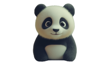 Adorable Panda Cub: A cuddly, cartoon-style panda bear with big, expressive eyes and a charming smile, perfect for children's books, greeting cards, or social media.