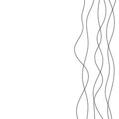 Minimalistic abstract background with curved wavy lines, hand-drawn line. A graphical linear illustration with a place for text. An element for a banner, label, or design. Simple dynamic background © Svitlana