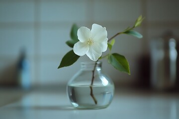 Delicate White Blossom in a Vase