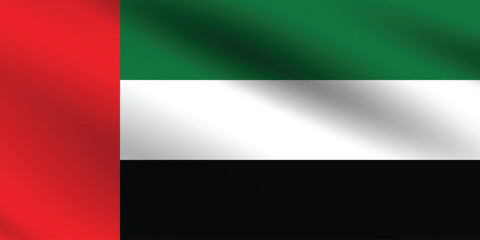 Obraz premium Arab Emirates flag official colors and proportion digital vector illustration. Pleated flag.