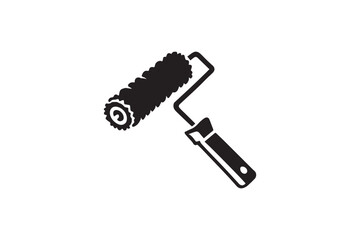 simple and unobtrusive paint roller brush  vector silhouette illustration isolated in white background