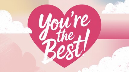 Heartwarming design with Youre the Best text on pink heart