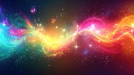 Fototapeta premium Vibrant Cosmic Wave: A Symphony of Colors in the Stellar Galaxy
