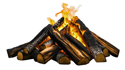 Cozy Campfire Experience with Glowing Flames and Rustic Logs in the Wilderness