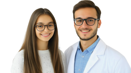 Smiling Young Doctors in Laboratory Teamwork Portraits in Modern Healthcare Environment