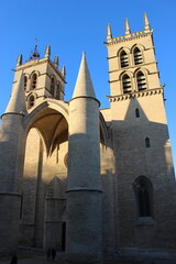 Cathédrale Saint-Pierre de Montpellier : porche d'entrée  monumental et tours