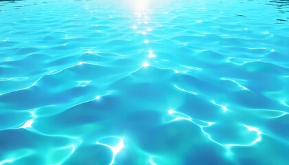 Obraz premium A tranquil turquoise water surface glimmers under bright sunlight.