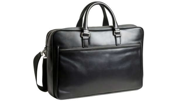 Stylish Black Leather Briefcase for Men Versatile Laptop Bag with Organizational Features and Adjustable Strap