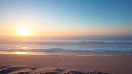 Obraz premium Sunrise Over Sunny Ocean Waves at the Beach