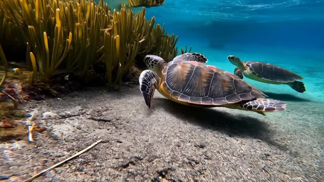 Sea Turtles Underwater Paradise: A Breathtaking Ocean Scene