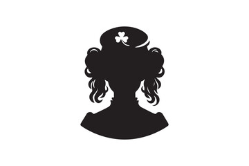 simple and unobtrusive Irish girl vector silhouette illustration isolated in white background
