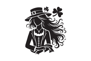 simple and unobtrusive Irish girl vector silhouette illustration isolated in white background