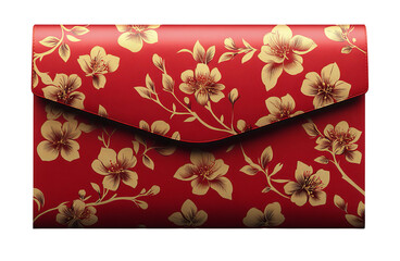 Festive red and gold Chinese New Year card with decorative ornaments and elegant floral patterns