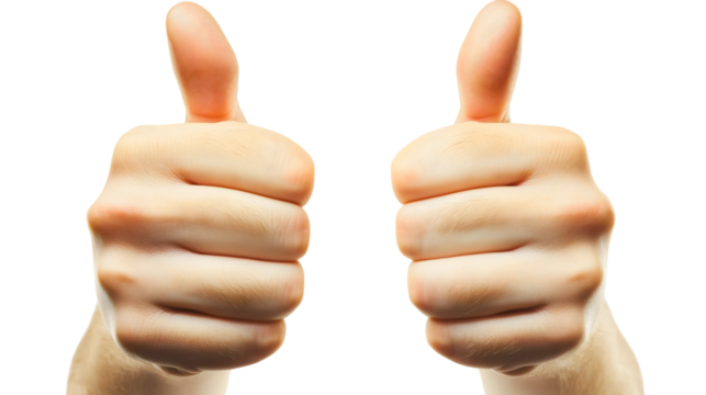 Double Thumbs Up Gesture Signifying Positive Approval and Success