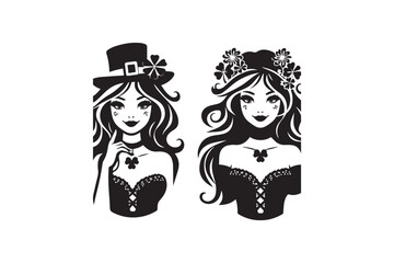 simple and unobtrusive Irish girl vector silhouette illustration isolated in white background