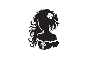simple and unobtrusive Irish girl vector silhouette illustration isolated in white background
