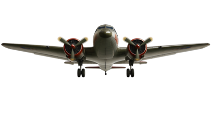 Vintage Airplane in Flight with Propeller and Tail Against the Sky