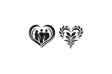 couple silhouette vector illustration in black and white, set against a white background