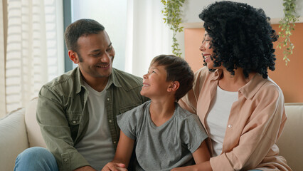 African American mother and father loving mum dad family portrait multiracial couple parents and...