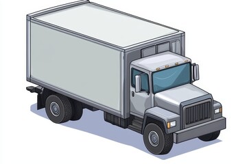 Cartoon Illustration of a Delivery Truck in a Three-Dimensional Style with an Empty Cargo Area Framed by a Minimalist Background Suitable for Graphic Design Projects