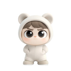 Naklejka premium Adorable cartoon character in bear costume digital art colorful setting playful atmosphere close-up view for kids entertainment