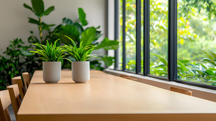 Refreshing greenery and minimalist design in a bright indoor workspace modern office plant decor
