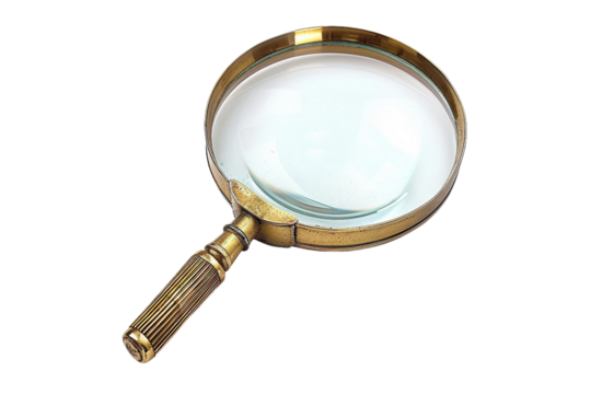 Innovative illuminated magnifying glass showcasing advanced optical technology isolated on transparent background