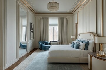 Elegant Master Bedroom with City View and Luxurious Decor