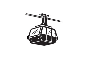 simple and unobtrusive Cable car vector silhouette illustration isolated in white background