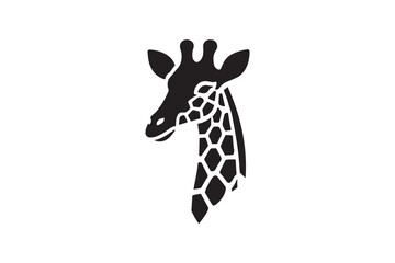 Obraz premium simple and subtle giraffe vector silhouette black and white, set against a white background. 