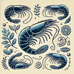 vector illustration of a shrimp