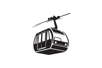 simple and unobtrusive Cable car vector silhouette illustration isolated in white background © silhouettecottage