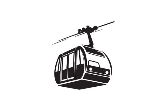 simple and unobtrusive Cable car vector silhouette illustration isolated in white background