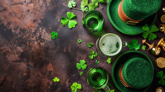 Green beer for St. Patrick's day. Patrick's day background.