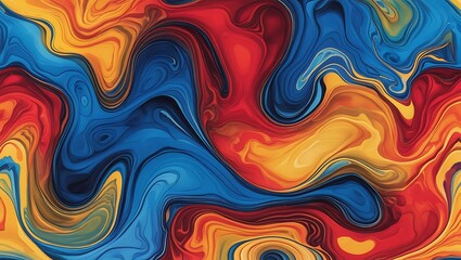 Fototapeta premium Vivid abstract swirls of red, blue, yellow—dynamic, mesmerizing design.