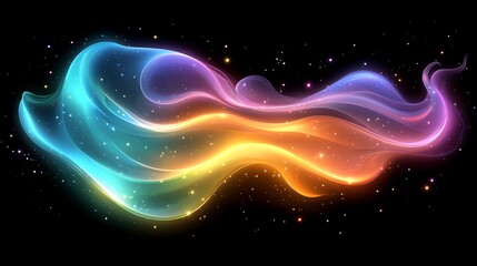 radiant abstract neon wave design featuring smooth gradients of green and yellow.