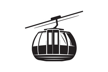 simple and unobtrusive Cable car vector silhouette illustration isolated in white background