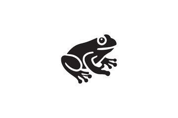 simple and subtle frog vector silhouette black and white, set against a white background. 