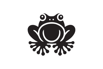 simple and subtle frog vector silhouette black and white, set against a white background. 
