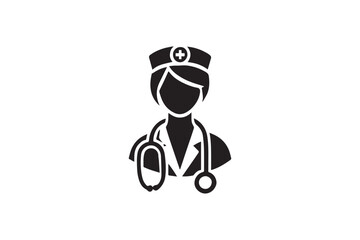 Fototapeta premium simple and subtle doctor vector silhouette black and white, set against a white background. 