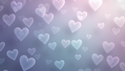 Pastel hearts on soft gradient background.