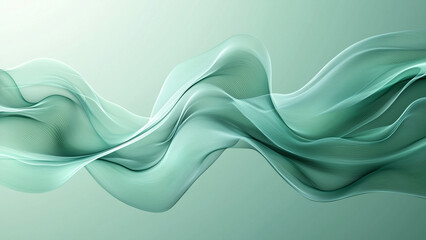 Fototapeta premium Simple modern elegant wave pattern line art mint green gradient