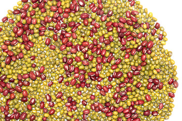 A Close Up of Dried Mixed Beans and Pulses on a White Background