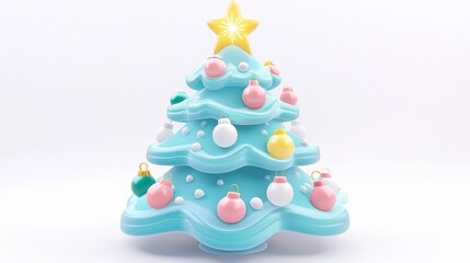 Colorful Christmas Tree Decoration with Star and Ornaments
